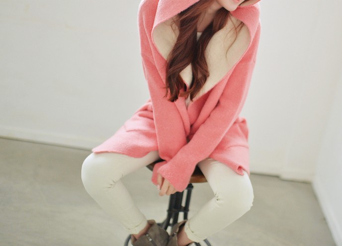 เสื้อกันหนาวฮู้ดดี้ ทรงเก๋ๆ แบบเกาหลี ผ้าเนื้อนิ่ม พร้อมส่ง สีชมพูโอรส น่ารักมากๆค่ะ สีชมพูโอรส