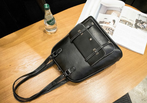 กระเป๋าเป้ หนังสีดำ ทรงสวย อยู่ทรงไม่ย้วย พร้อมส่ง black