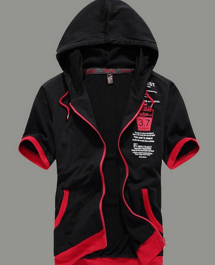 เสื้อ แจ็คเก็ต ผู้หญิง ผู้ชาย Jacket แบบมีฮู้ด เสื้อหมวก แขนยาว สีดำ ตัดขอบ ด้วยสีแดง สไตล์ วัยรุ่น อเมริกัน เสื้อ Jacket วัยรุ่น แบบเท่ ๆ 40250