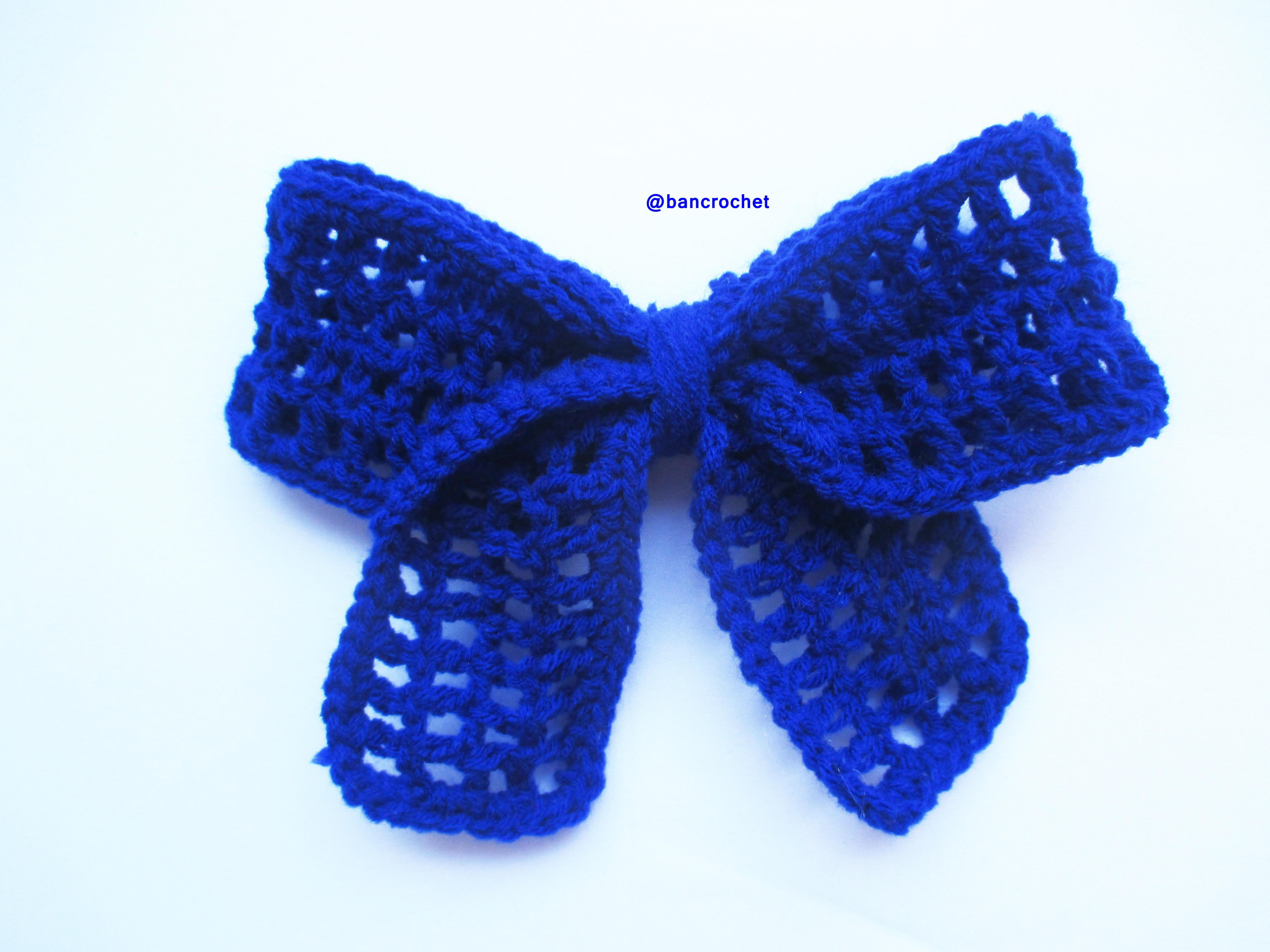 Bancrochet โบว์ถักโครเชต์ Crochet Bow น้ำเงิน 3x5 นิ้ว