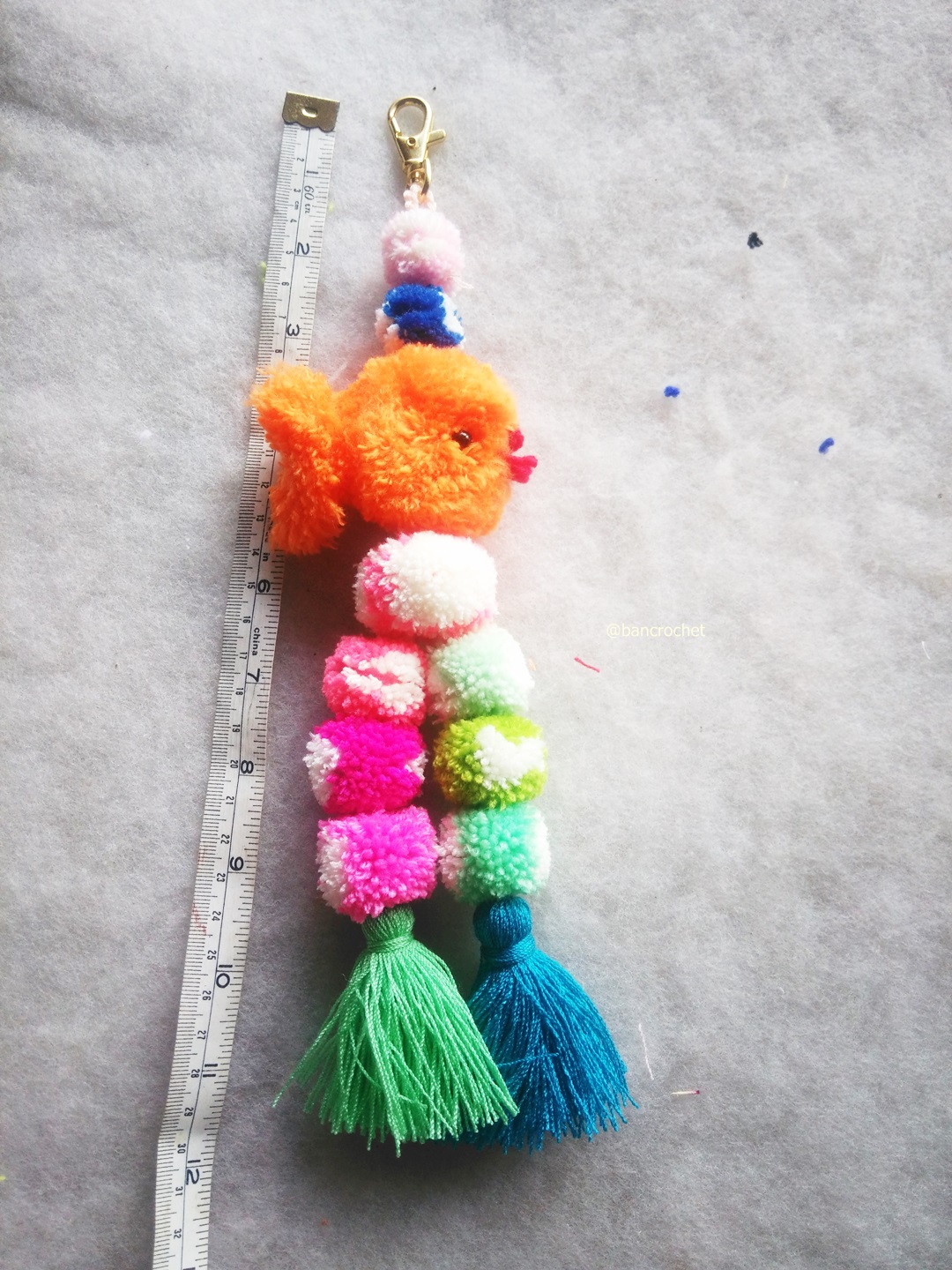 ิBancrochet พวงกญแจพู่แขวนกระเป๋า Tassel keychains หลากสี 7 นิ้ว (inch)