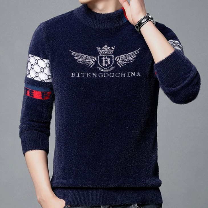 เสื้อกันหนาว ผู้ชาย แบบสวม เสื้อกันหนาว แบบสวย ๆ ลาย อักษร B กางปีก เสื้อกันหนาวขนแบบเท่ แฟชั่น ดีไซน์ 329218