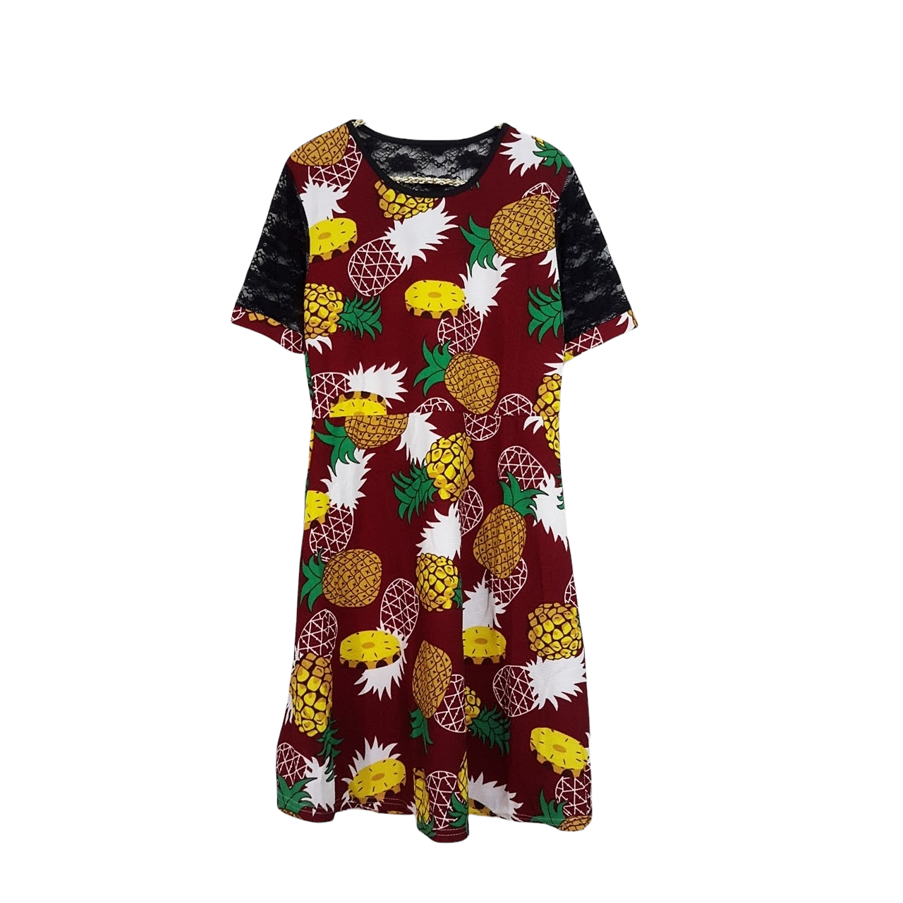 Dress3313 เดรสแฟชั่นแขนลูกไม้ลายสับปะรดสีแดงเลือดหมู ผ้าวูลเวฟ(ผ้าหนังไก่)เนื้อดีนุ่มยืดหยุ่นสูงใส่สบาย งานเป็นทรงฟรีไซส์ใส่สบาย ผ้านุ่มมีน้ำหนักทิ้งตัว งานสวยใส่ง่าย ใส่เก๋ๆ ได้บ่อย