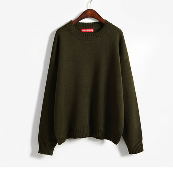 Sweater เสื้อสเวทเตอร์แขนยาว สีเขียวขี้ม้า ทรงสวย จะใส่เดี่ยวไหรือใส่โค้ทคลุมก็เริ่ด