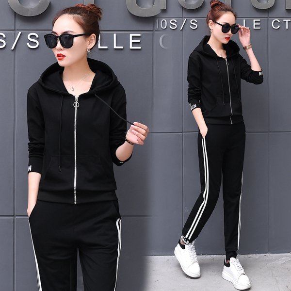 ชุดวอร์ม สูทเกาหลี Jumpsuit ชุดจั้มสูท ชุดเซท 2 ชิ้น ชุดกีฬาผู้หญิง ชุดออกกำลังกาย เสื้อกันหนาว ชุดวอร์มคู่