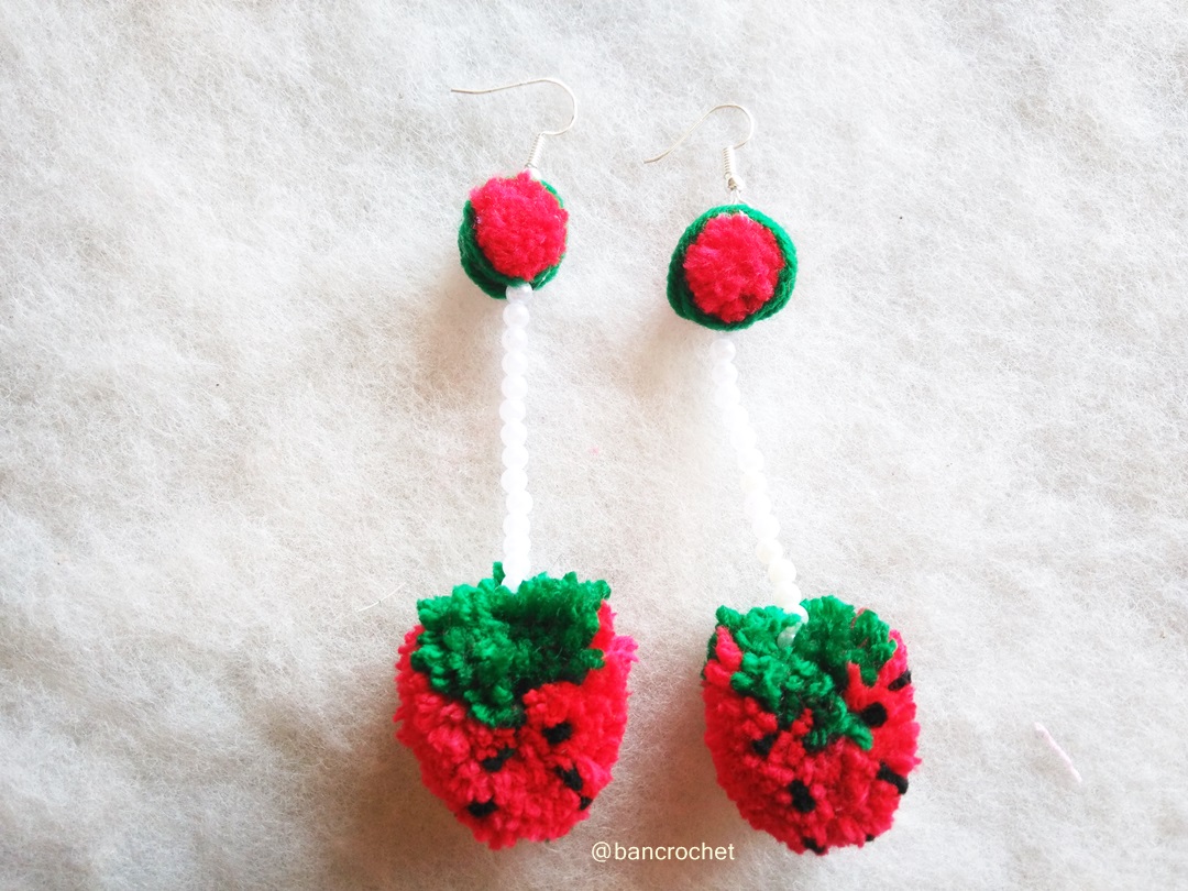 Bancrochet ต่างหูถักโครเชต์ crochet earring หลากสี 4-6 นิ้ว