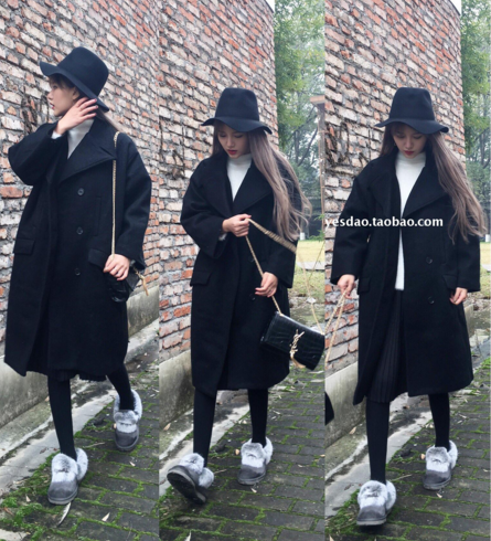 เสื้อโค้ทกันหนาว ทรงยาวโคล่ง แต่งกระเป๋า 4 จุด (กระเป๋าจริง) ผ้าวูลเนื้อละเอียด บุซับในกันลม งานดีค่าา พร้อมส่ง สีดำ