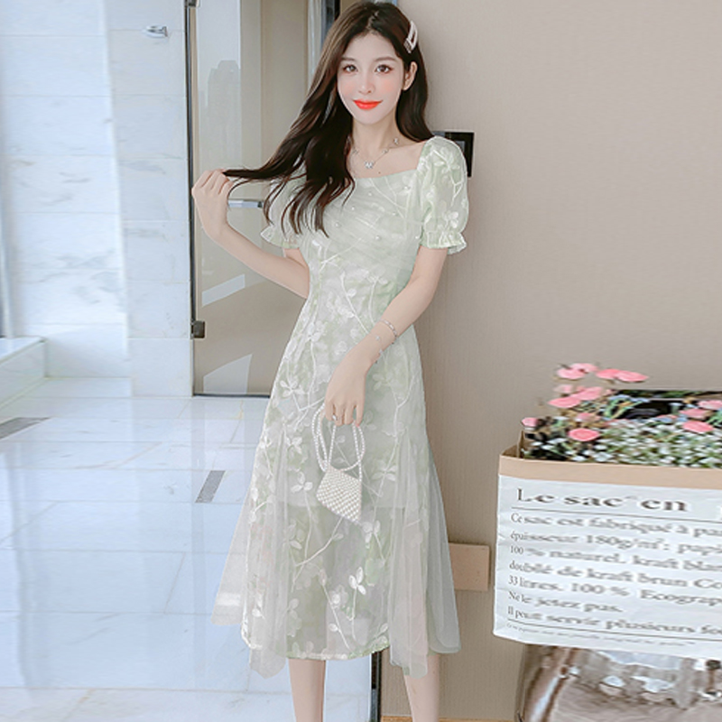 เดรสลูกไม้ เดรสชีฟองสวยๆ แขนสั้น By Meiyi women's clothing