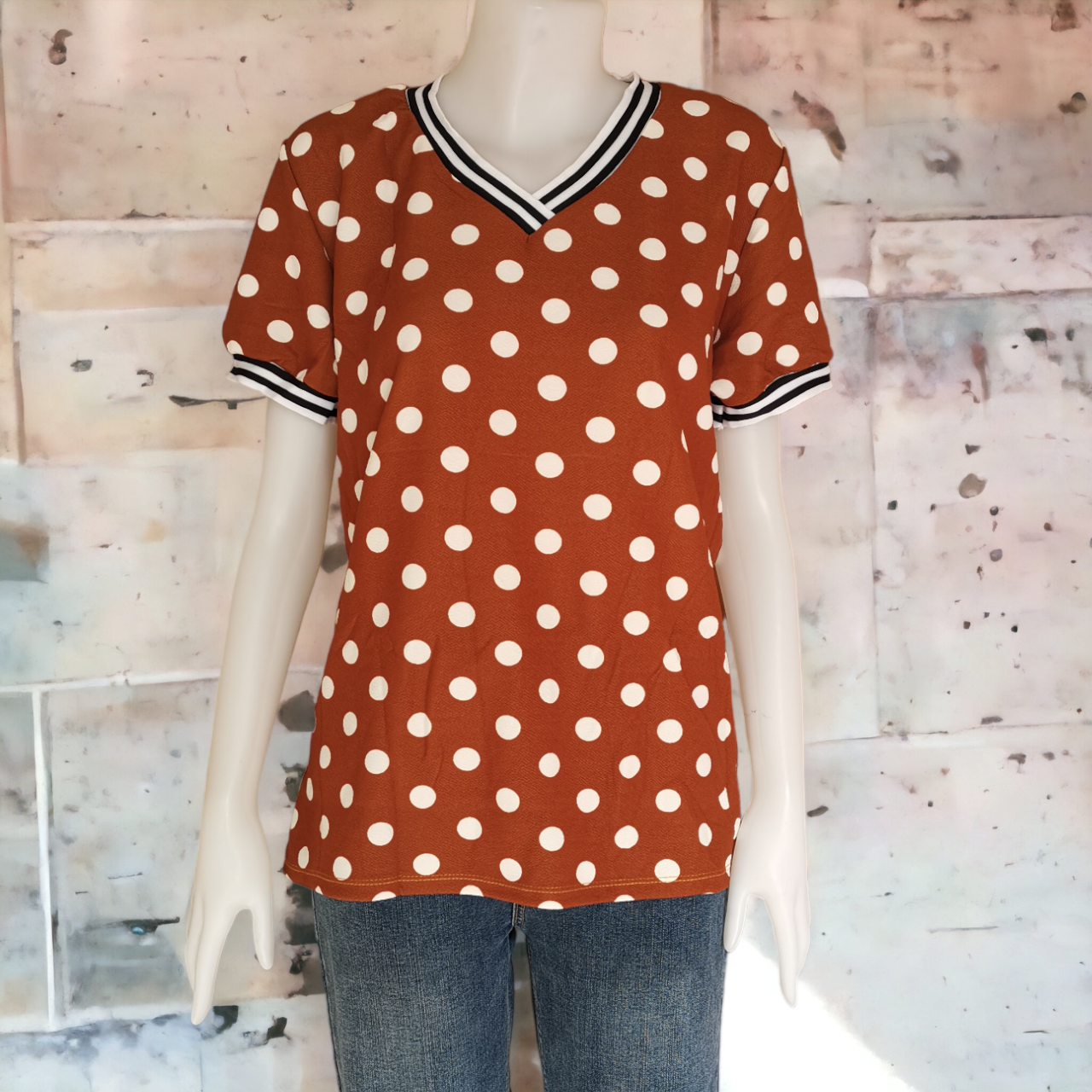 Blouse3244-3254 Big Size เสื้อแฟชั่นไซส์ใหญ่ คอวี แขนสั้น ผ้าวูลเวฟ(ผ้าหนังไก่)เนื้อดีนุ่มยืดหยุ่นสูงใส่สบาย มีหลายสีหลายลาย