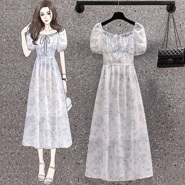 เดรสคนอ้วน เดรสสาวอวบ ชุดเดรสคนอ้วนวัยรุ่นแขนสั้น BY PLUS SIZE Girl