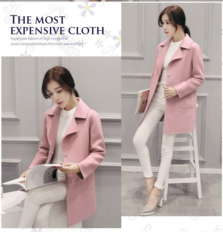 เสื้อโค้ท สไตล์เกาหลี ทรงคลาสสิค ใส่ง่ายเข้ากับทุกชุด กันหนาวได้ดี พร้อมส่ง สีชมพูอ่อน