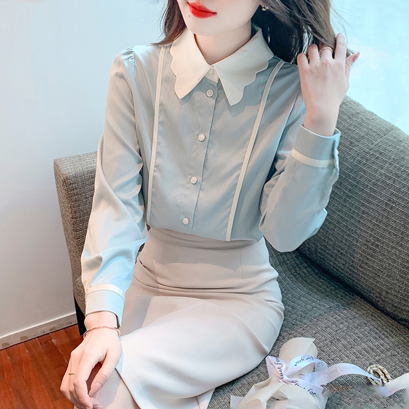 เสื้อเชิ้ตผู้หญิงแขนยาว เสื้อเชิ้ตผู้หญิงใส่ทํางาน 390 บาทต่อชิ้น ฟรีค่าจัดส่ง
