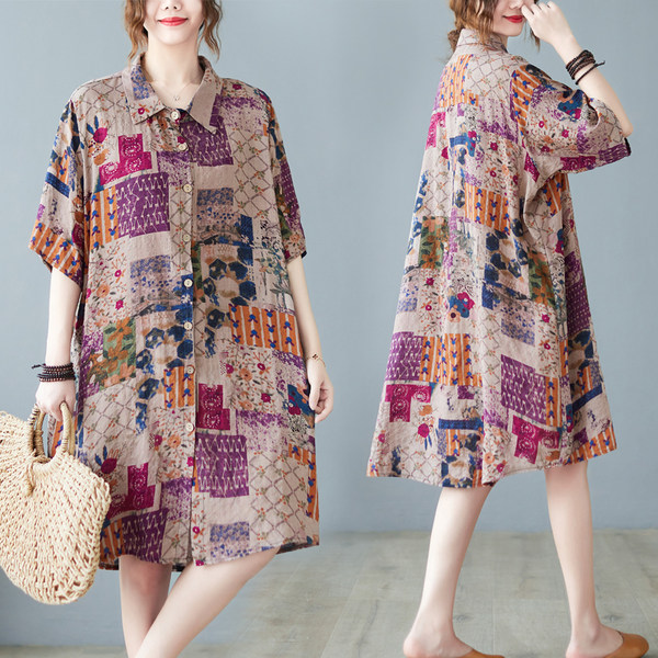 เสื้อลินินคนอ้วน เสื้อทีเชิ้ตคนอ้วนผู้หญิง เสื้อทีเชิ้ตตัวใหญ่ By Literary Plus size