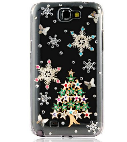 เคสโทรศัพท์ เคส Samsung Galaxy Note 2 N7100 เคสใส ติดคริสตัล รูป ต้นคริสต์มาส แสนสวย เคส Diy สวย ๆ ราคาถูก 449444