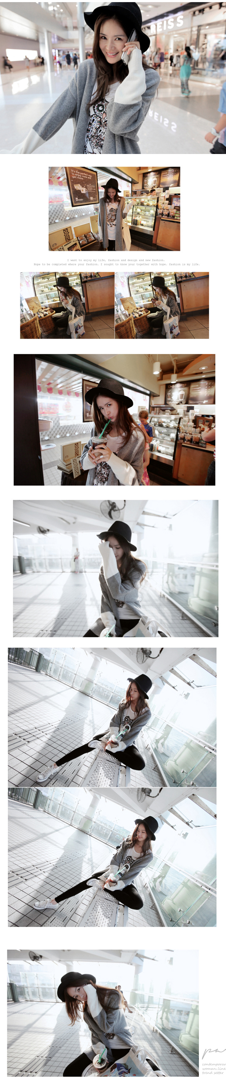 เสื้อไหมพรม คาร์ดิแกน ไหมเส้นเล็ก ทรงเก๋ๆ เพิ่มลูกเล่นแขนเสื้อสีขาว แบบน่ารักค่าา เทา ขาว