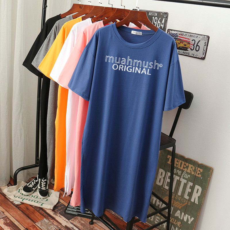 เดรสสไตล์เสื้อยืด S-3XL(อกเสื้อยืด 43- 51 นิ้ว)ใส่สบายๆอยู่บ้าน ใส่นอน