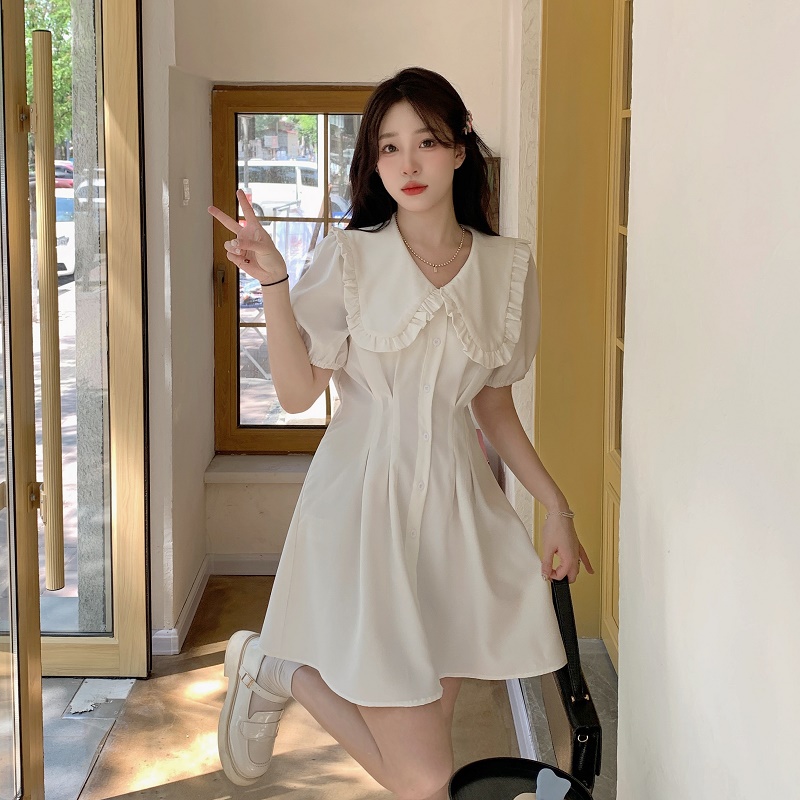 เดรสแขนสั้น มีไซส์ L-4XLอก 38-47 นิ้ว ใส่ได้ทั้งสาวหุ่นดีน่ารักจนถึงสาวอวบพลัสไซส์