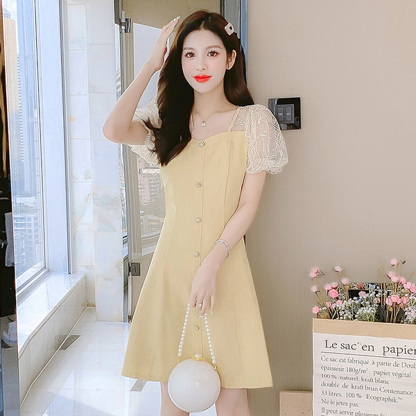 เดรสลูกไม้ เดรสชีฟองสวยๆ แขนสั้น By Meiyi women's clothing