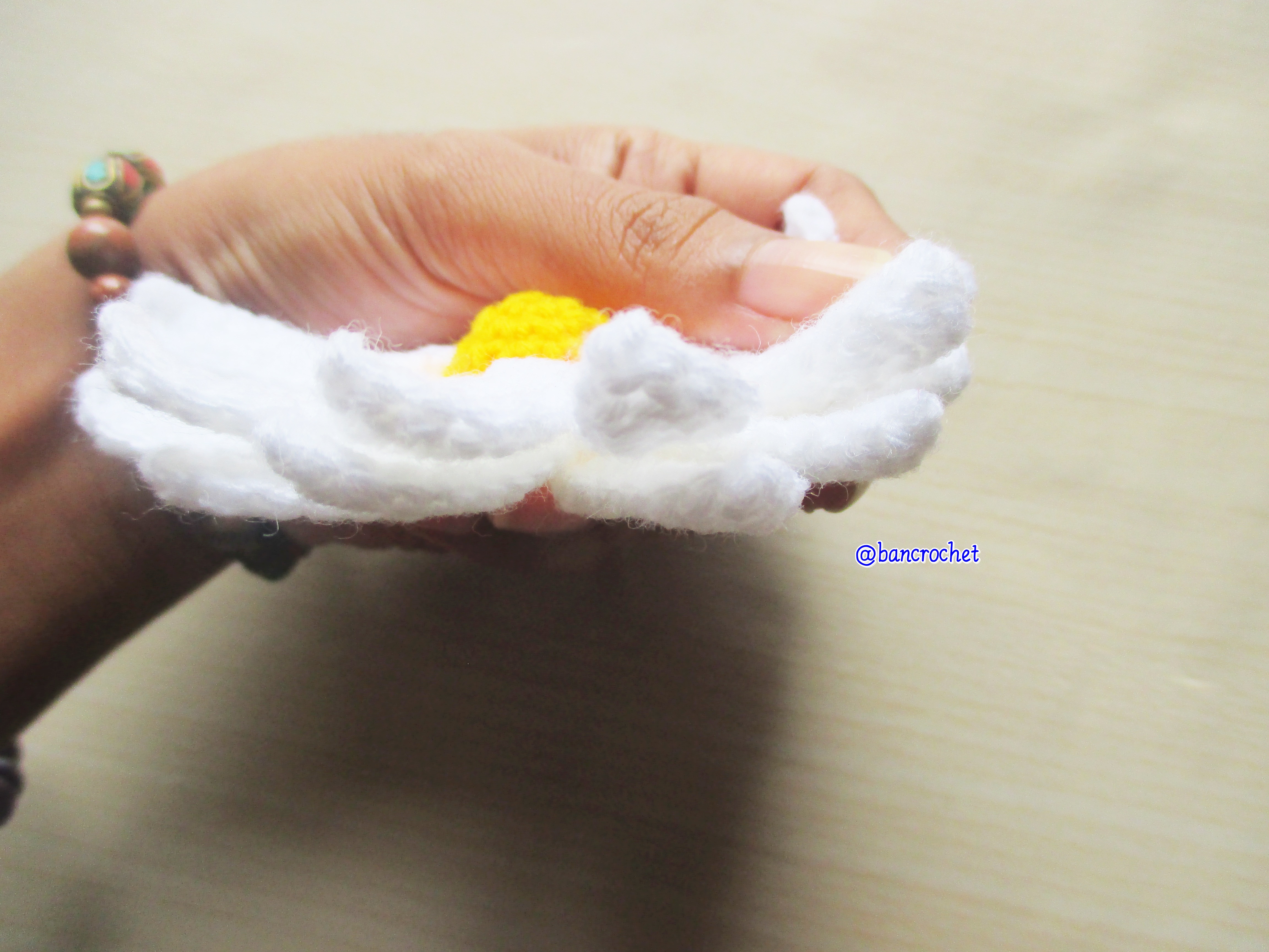 Bancrochet ดอกเดซี่ถักโครเชต์ Crochet Daisy Flower ขาว 3 inch