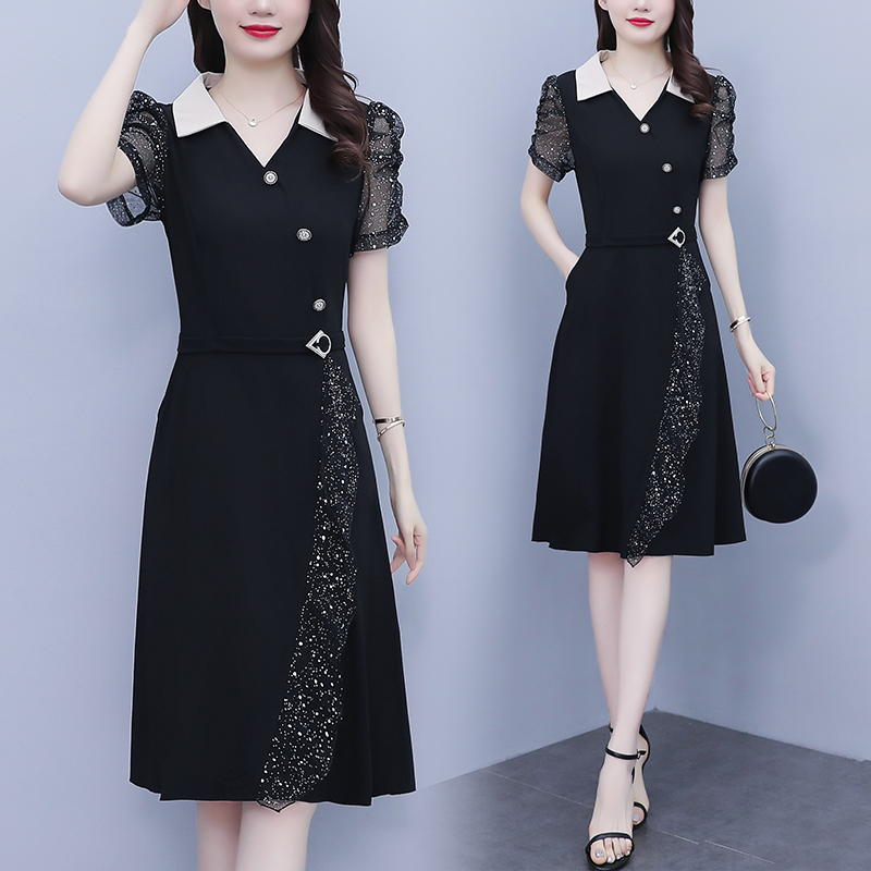 เดรสแขนสั้น มีไซส์ L-5XLอก 38-48 นิ้ว ใส่ได้ทั้งสาวหุ่นดีน่ารักจนถึงสาวอวบพลัสไซส์