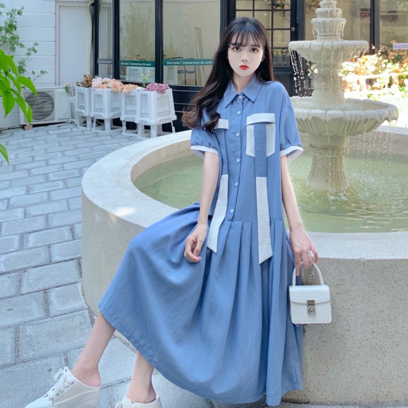 เดรสแขนสั้น มีไซส์ L-4XLอก 38-47 นิ้ว ใส่ได้ทั้งสาวหุ่นดีน่ารักจนถึงสาวอวบพลัสไซส์