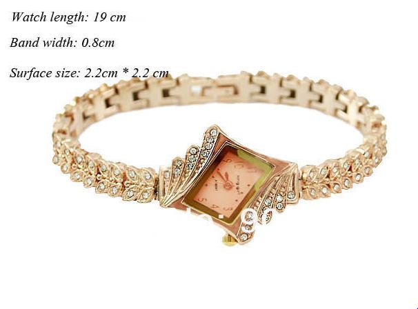 นาฬิกาข้อมือ ฝังเพชร สี Rose Gold เพชรสังเคราะห์ สายลายดอกไม้เรียงแถว สวยมากค่ะ no 96238