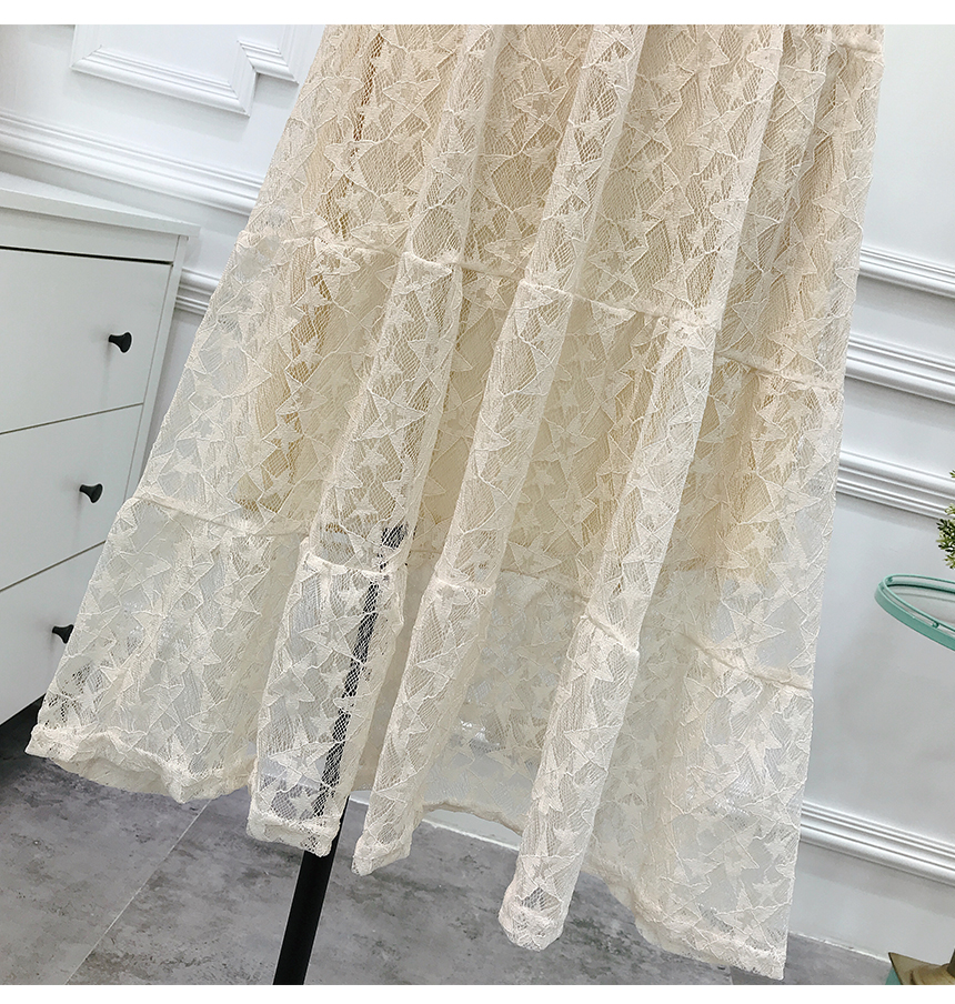 Dress4381 เดรสยาวลูกไม้เปิดไหล่สม็อครอบอก ผ้าลูกไม้ลายดาววิ้งๆ งานดีทรงสวยหรูดูแพง