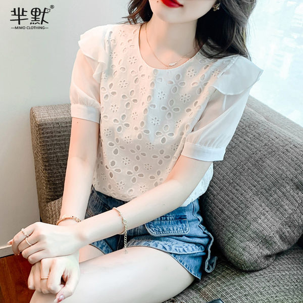 เสื้อลูกไม้ แขนสั้น