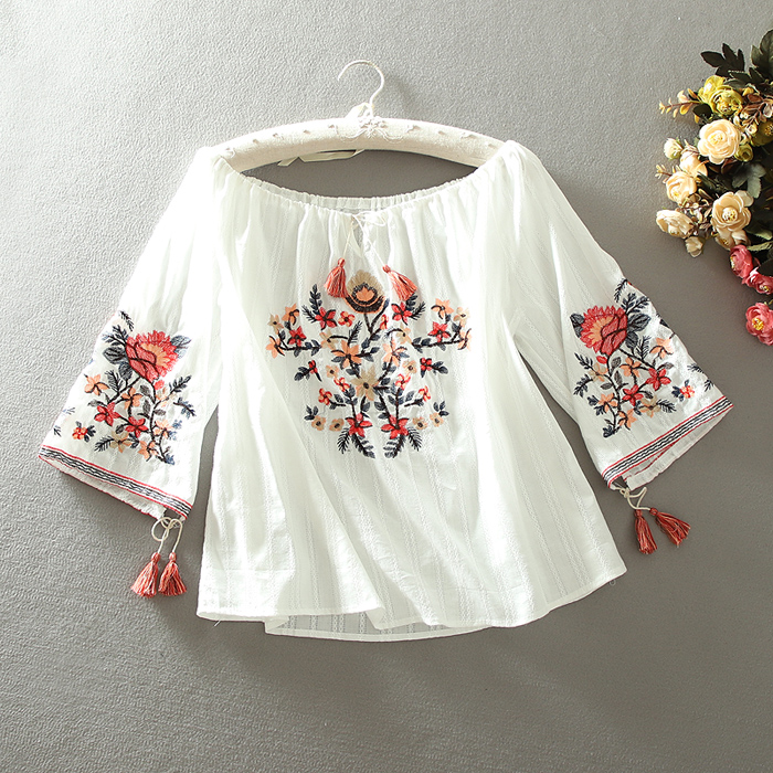 เสื้อผ้าฝ้าย เสื้อผ้าลินิน เสื้อฟรีไซส์ ปักลายสวยๆด้วยด้าย สไตล์VINTAGE มีขนาดไซส์เดียว สำหรับอก 35-40 นิ้ว