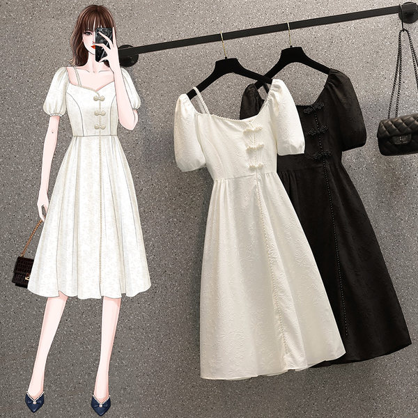 เดรสคนอ้วน เดรสสาวอวบ ชุดเดรสคนอ้วนวัยรุ่นแขนสั้น BY PLUS SIZE Girl