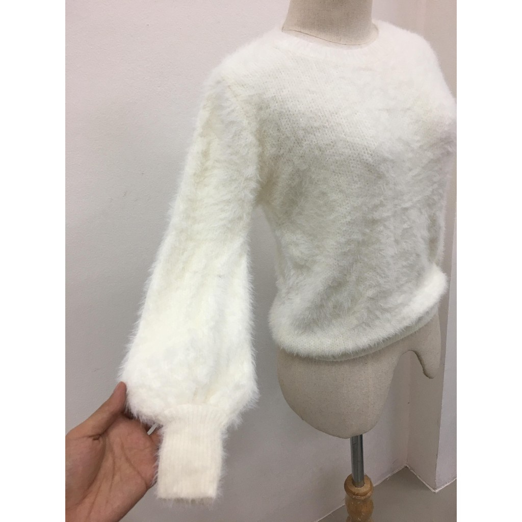 เสื้อแขนยาว ขนนุ่มมากกกก สไตล์เกาหลี สาวหวานพลาดไม่ได้ ขาว