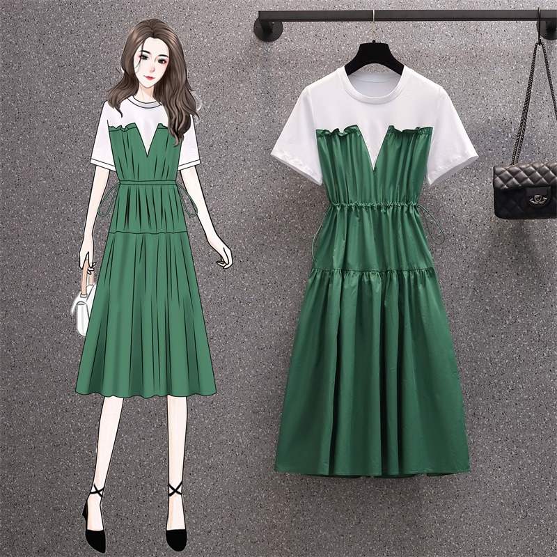 เดรสแขนสั้น มีไซส์ L-4XLอก 38-47 นิ้ว ใส่ได้ทั้งสาวหุ่นดีน่ารักจนถึงสาวอวบพลัสไซส์