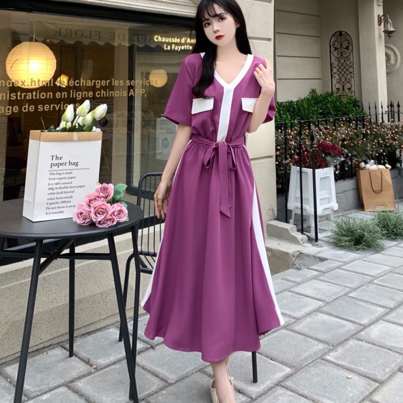 เดรสแขนสั้น มีไซส์ L-4XLอก 38-47 นิ้ว ใส่ได้ทั้งสาวหุ่นดีน่ารักจนถึงสาวอวบพลัสไซส์