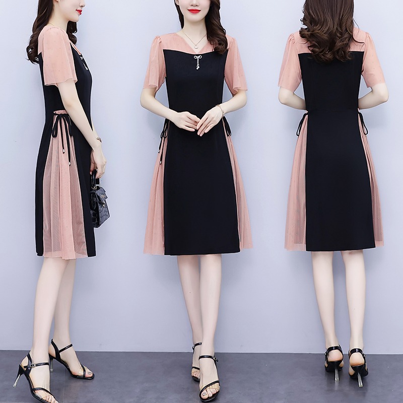 เดรสแขนสั้น มีไซส์ L-5XLอก 38-48 นิ้ว ใส่ได้ทั้งสาวหุ่นดีน่ารักจนถึงสาวอวบพลัสไซส์