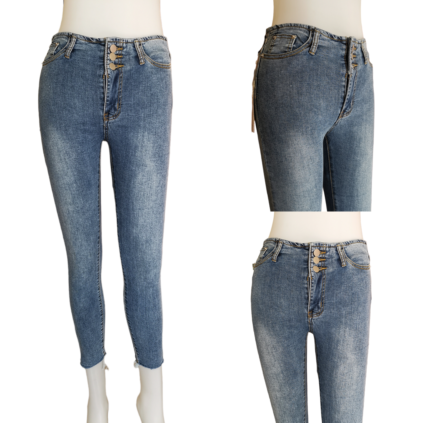Jeans343 กางเกงยีนส์ขายาวทรงสกินนี่ กระดุม 3 เม็ด แฟชั่นนำเข้าเกรดพรีเมียม ผ้ายีนส์แท้ยีนส์ฟอกยืดนิ่มใส่สบาย ผ้านุ่มน่าใส่ทรงสวยงานดี แมทช์กับอะไรก็เข้า
