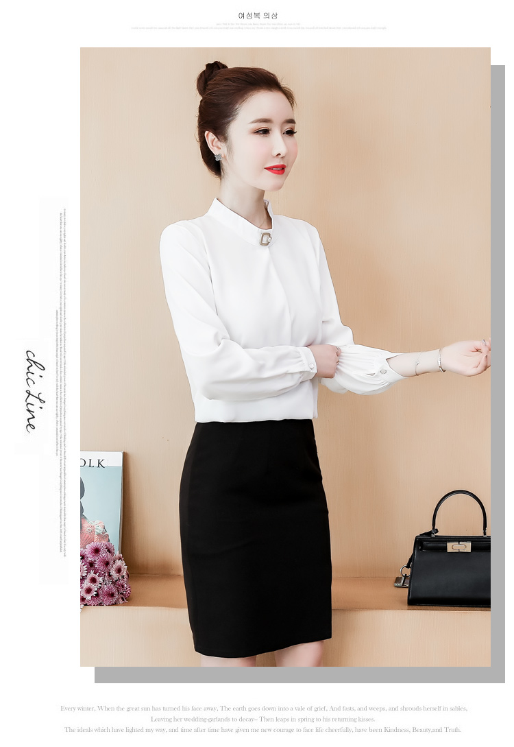 Blouse3985 เสื้อแขนยาวกระดุมข้อมือ ทรงคอปืนแต่งอะไหล่สวยหรู ผ้าชีฟองเกรดพรีเมียมเนื้อดีมีน้ำหนักทิ้งตัวผ้านุ่มใส่สบายไม่ยับง่าย งานดีผ้าดีเหมือนราคาหลักพัน แมทช์กับกระโปรงหรือกางเกงก็เข้า ใส่ทำงานได้ มี 2 สี ฟ้า, ขาว