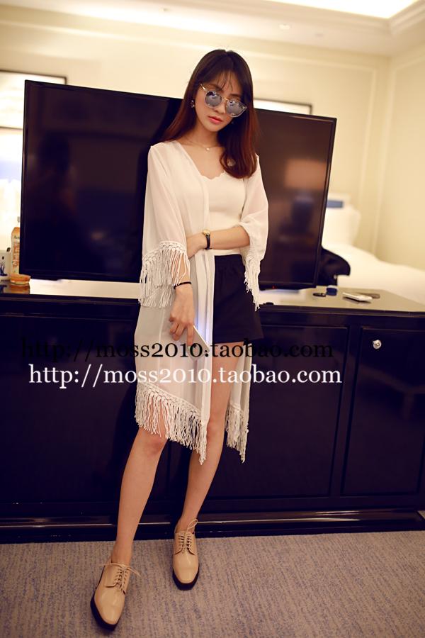 เสื้อคลุมชีฟองสีขาว แต่งงานถักช่วงปลายแขนและปลายชุด หวานๆ งานดีเลยจ้า white