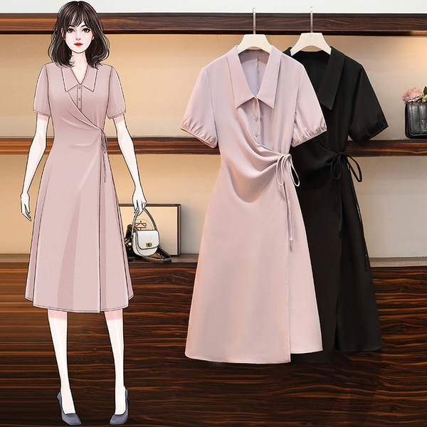 เดรสคนอ้วน เดรสสาวอวบ ชุดเดรสคนอ้วนวัยรุ่นแขนสั้น BY PLUS SIZE Girl