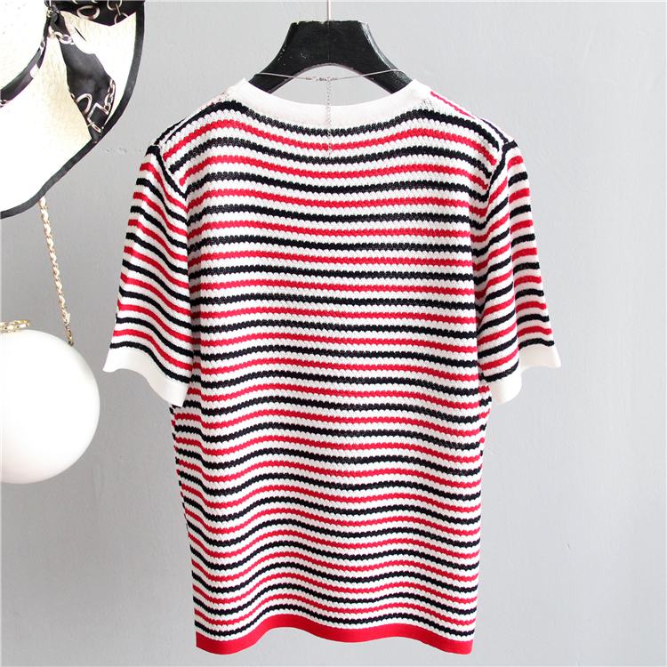 Blouse3910 เสื้อแฟชั่นนำเข้า เสื้อไหมพรมลายริ้วโทนสีขาวแดง งานผ้าไหมพรมเนื้อดีนุ่มเนียนยืดขยายได้เยอะมาก ผ้ามีน้ำหนักทิ้งตัว ทรงปล่อยใส่สบาย งานสวยใส่ง่ายน่ารักมาก แมทช์กับอะไรก็เข้า