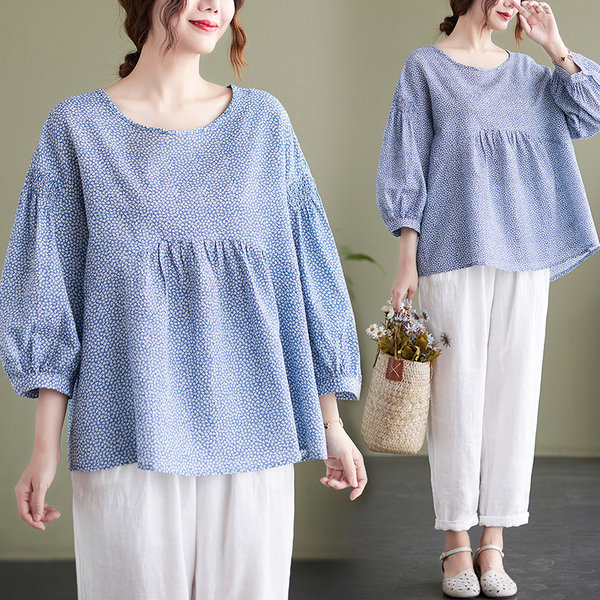 เสื้อลินินคนอ้วน เสื้อทีเชิ้ตคนอ้วนผู้หญิง เสื้อทีเชิ้ตตัวใหญ่ By Literary Plus size
