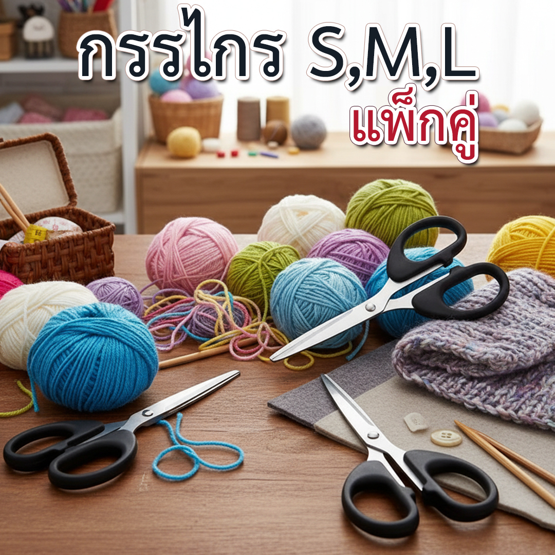 ✂️ กรรไกรงานไหมพรม / งานฝีมือ DE XIN รุ่น S002 / S003 / S004 (แพ็กคู่ 2 ชิ้น)