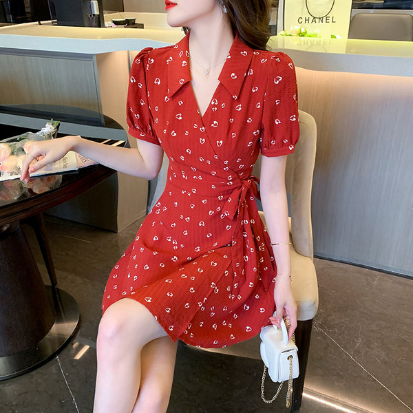 เดรสลูกไม้ เดรสชีฟองสวยๆ แขนสั้น By Meiyi women's clothing