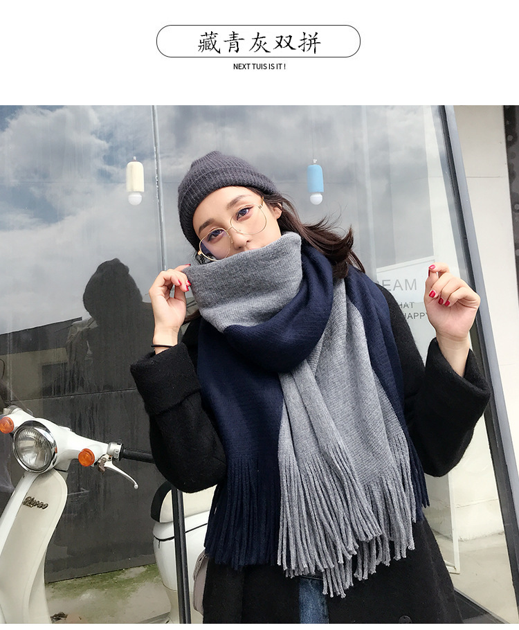 ผ้าพันคอไหมพรม ผืนใหญ่ สไตล์เกาหลี ผ้านุ่ม ใส่ได้ทั้งผู้ชายและผู้หญิง พร้อมส่ง same pic