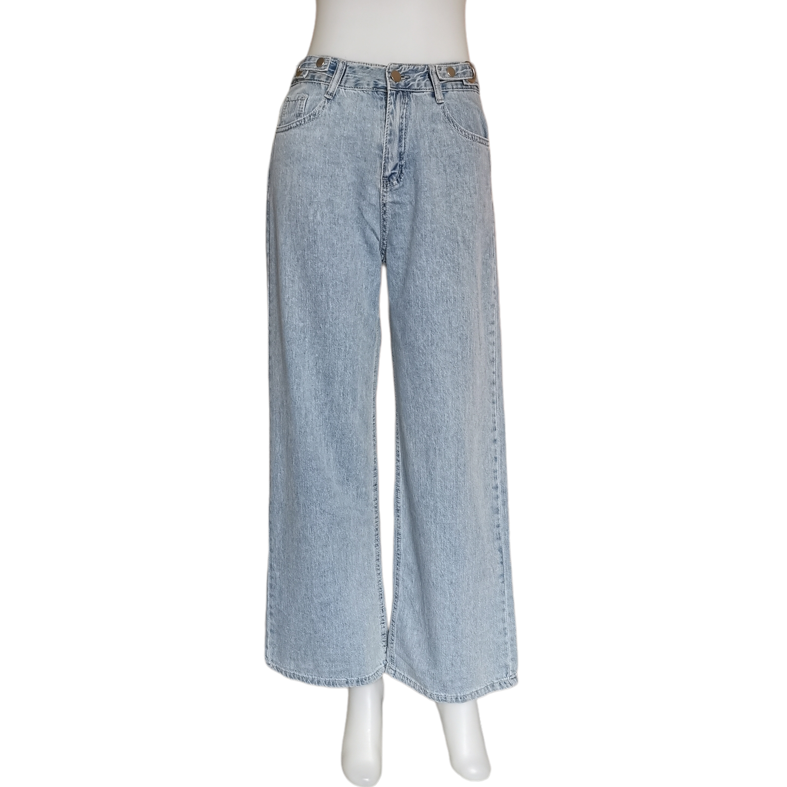 Jeans337 กางเกงยีนส์ขายาวขากระบอกสียีนส์ซีด เอวแต่งกระดุมแป๊ก แฟชั่นนำเข้าเกรดพรีเมียม