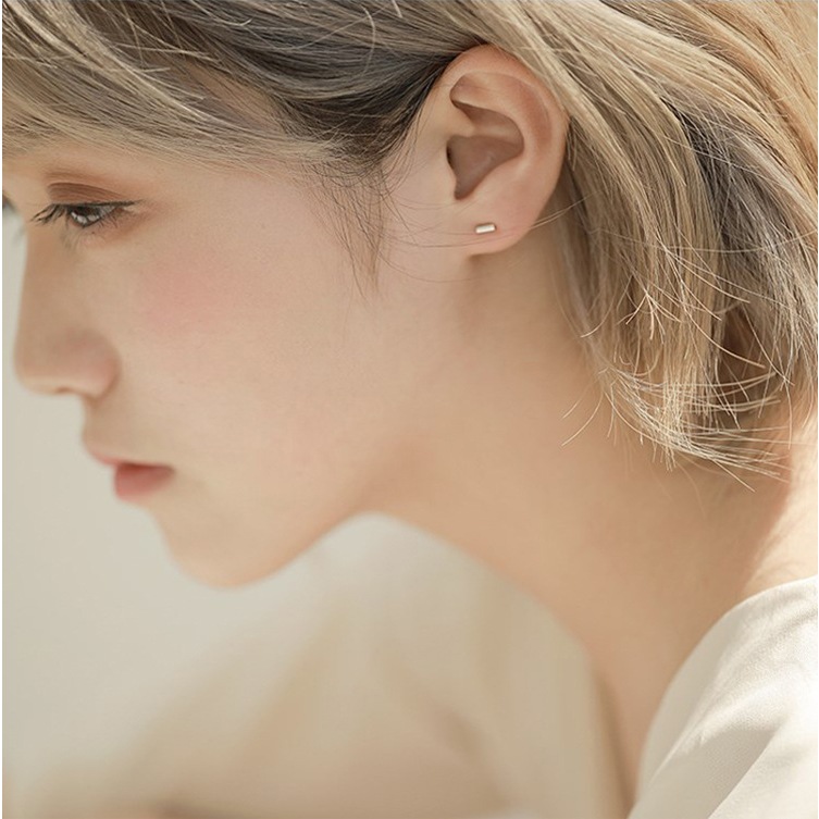 ต่างหูเงินแท้ S925 รุ่น Hammer ต่างหูทรงกระบอกเล็ก มินิมอล เงินแท้ทั้งชิ้น Silver925