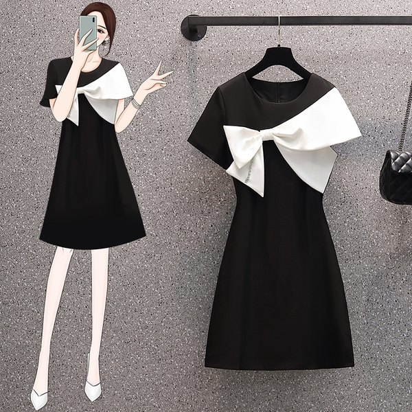 เดรสคนอ้วน เดรสสาวอวบ ชุดเดรสคนอ้วนวัยรุ่นแขนสั้น BY PLUS SIZE Girl