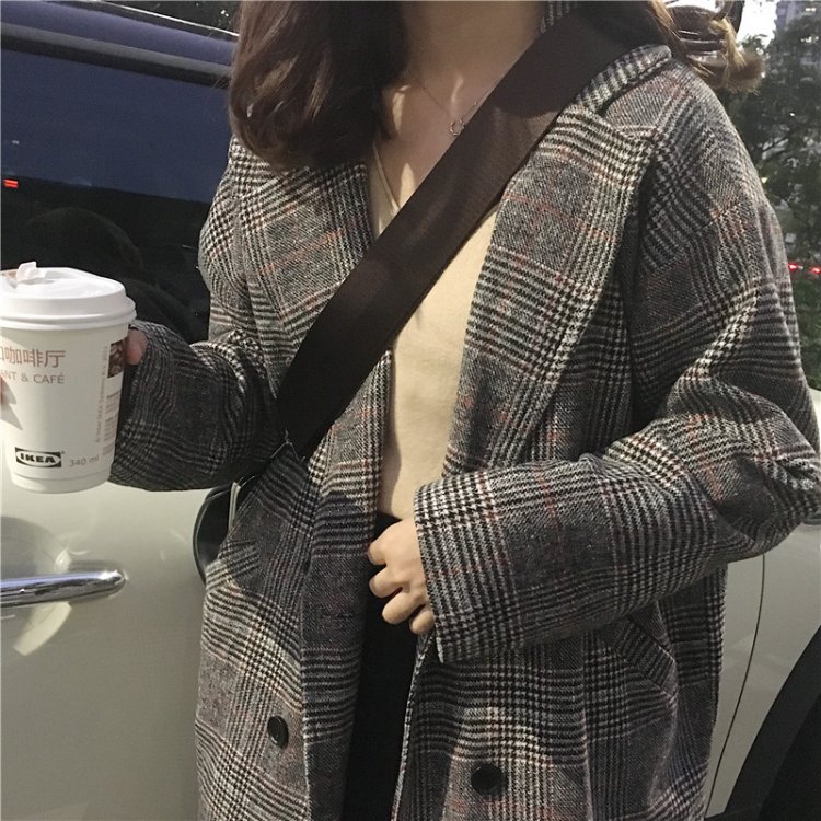 Korea Minimal Coat เสื้อคลุมกันหนาว ตัวยาว สไตล์เกาหลี ผ้าทอลายสก๊อต บุซับในกันลม