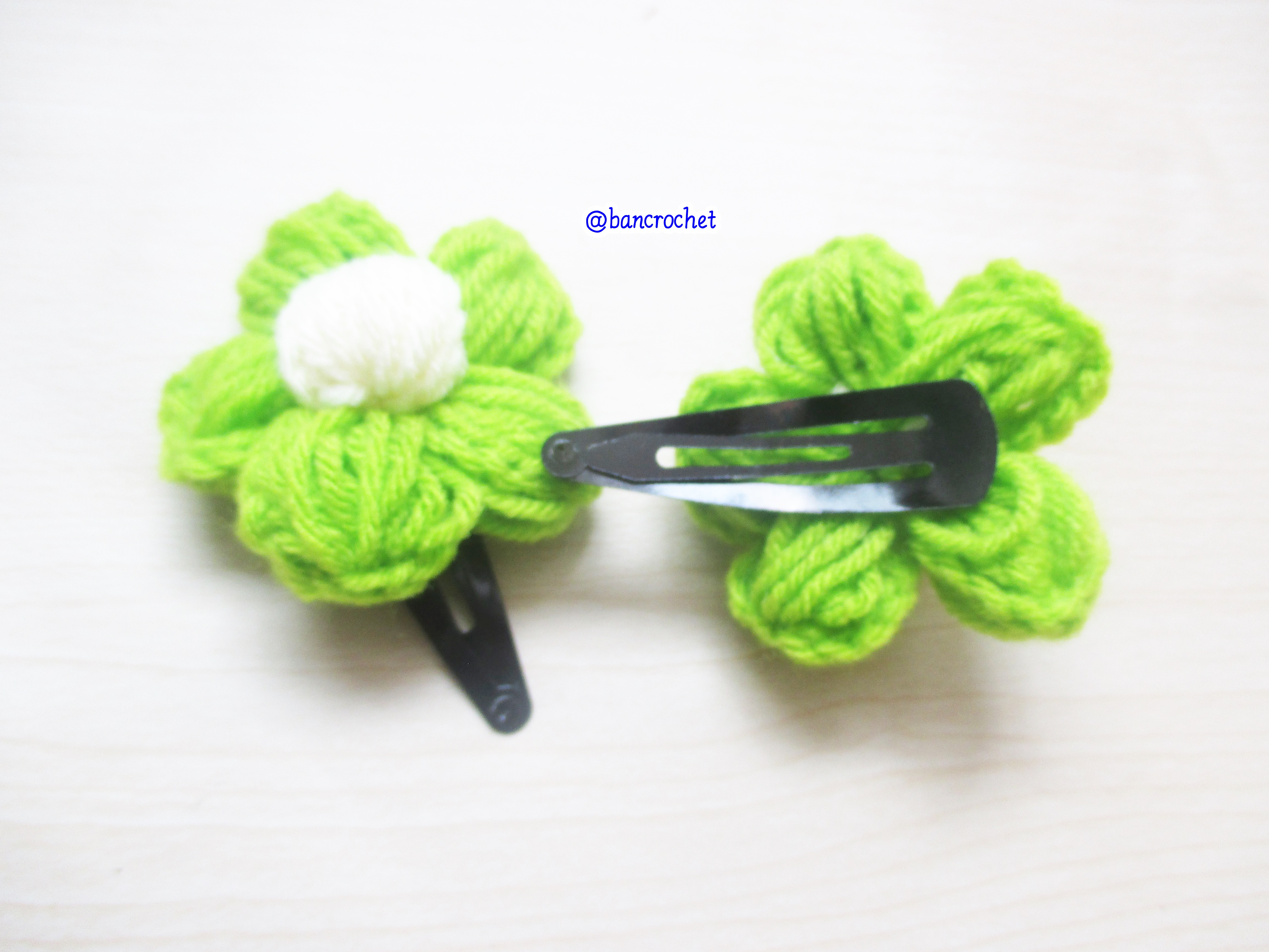Bancrochet กิ๊บดอกไม้ถักโครเชต์ฟูๆ crochet Flowers หลากสี 5 cm