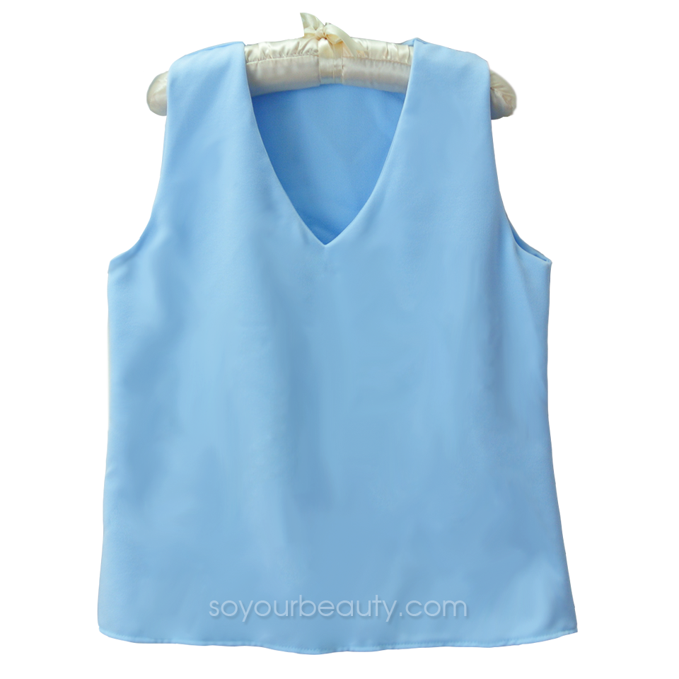 เสื้อผ้าแฟชั่น เสื้อคอวีแขนกุด ผ้าhanako