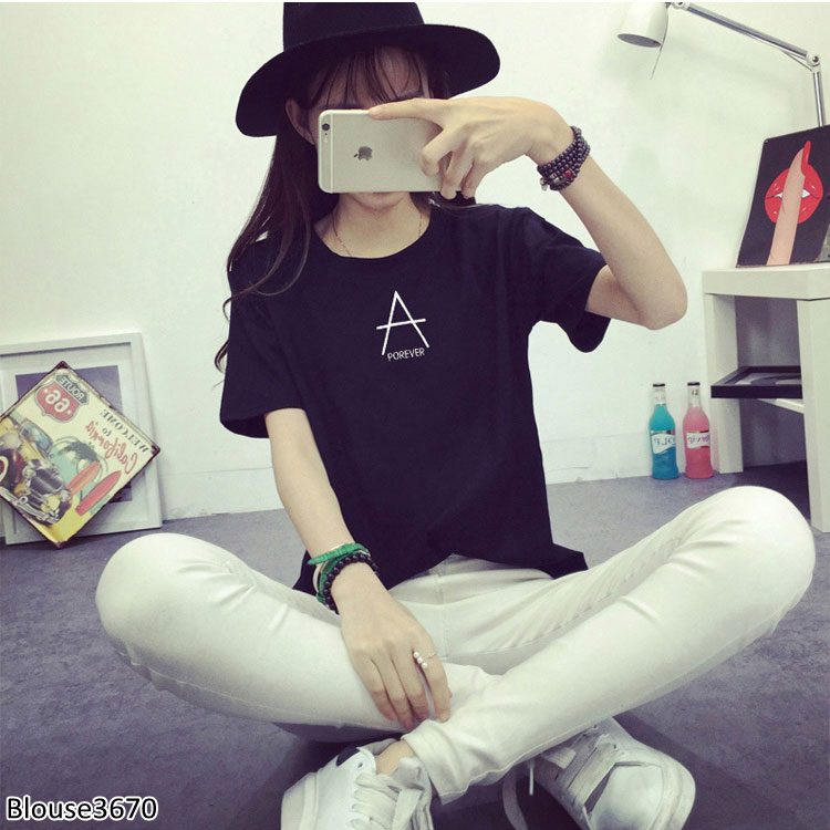 Blouse3846 รวมเสื้อยืดแฟชั่นเกาหลีหลายแบบหลายลาย ผ้าคอตตอนเนื้อดีใส่สบาย ผ้านุ่มน่าใส่ยืดหยุ่นได้เยอะ งานสวยแมทช์ง่าย ใส่กับอะไรก็เข้า